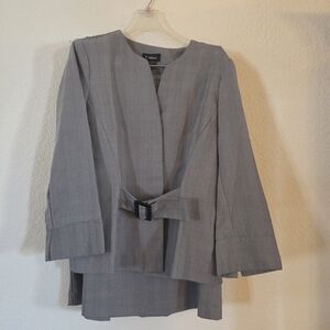 Milano Gray Belted Skirt Set - Tailored Workwear